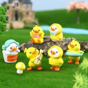 Figurines & Miniatures | Duck Ornament With Raincoat Cute Plastic Diy Craft Mini Desktop Animal Figurine Statue Figure Figurines & Miniatures Figurines & Miniatures