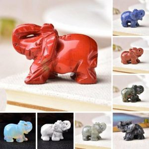 Figurines & Miniatures | Elephant Ornament Faux Crystal Artificial Stone Detail Smooth Elephant Figurine Animal Sculpture Statue Home Office Decktop Decoration Figurines & Miniatures Figurines & Miniatures