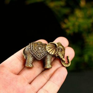 Figurines & Miniatures | Elephants Miniature Figurine Antique Bronze Animal Statue Craft Decor Copper Lucky Elephant Small Ornaments Brass Blessing Figurines & Miniatures Figurines & Miniatures