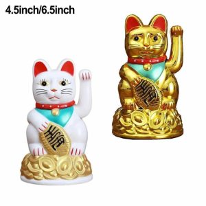 Figurines & Miniatures | Lucky Waving Cat Lucky Cat Plastic Beckoning Maneki Neko Figurines & Miniatures Figurines & Miniatures