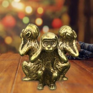 Figurines & Miniatures | Monkey Figurines Compact Eco-Friendly Copper Cute Fine Casting Monkey Statue For Office Figurines & Miniatures as the picture