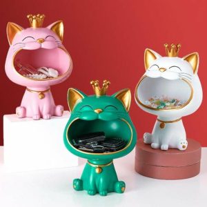 Figurines & Miniatures | Organizer Box High Durability Cartoon Shape Lightweight Good Cat Figurine Organizer Box Table Decor For Home Figurines & Miniatures Figurines & Miniatures