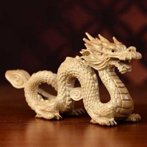 Figurines & Miniatures | Peach Wood Chinese Dragon Figurine Bring Good Luck Wealth Carved Natural Wood Zodiac Dragon Mascot Statue Sculpture New Year Feng Shui Ornament Figurines & Miniatures Figurines & Miniatures