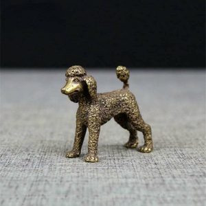 Figurines & Miniatures | Pure Copper Cute Dog Statue Feng Shui Ornament Bronze Standing Poodle Figurines Lucky Desk Decorations Accessories Home Decor Figurines & Miniatures Figurines & Miniatures