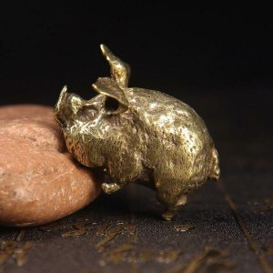 Figurines & Miniatures | Retro Copper Chinese 12 Zodiac Flying Pig Statue Home Decoration Antique Brass Lucky Animal Figurine Small Table Desk Ornaments Figurines & Miniatures Figurines & Miniatures