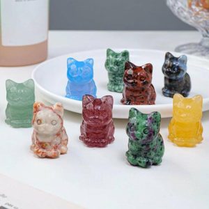 Figurines & Miniatures | Smooth No Burrs Figure Chinese Sitting Posture Lucky Cat Lucky Cat Statue Faux Crystal Ornament Home Decor Figurines & Miniatures Figurines & Miniatures