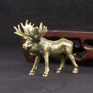 Figurines & Miniatures | Solid Brass Elk Figurines Retro Animal Moose Small Statue Desk Ornament Tea Pet Table Decorations Crafts Accessories Child Gifts Figurines & Miniatures Figurines & Miniatures