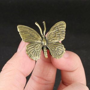 Figurines & Miniatures | Solid Pure Brass Butterfly Figurines Miniatures Desktop Ornament Antique Copper Insect Statue Home Decoration Crafts Accessories Figurines & Miniatures Figurines & Miniatures