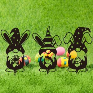 Flags, Banners & Accessories | Metal Easter Gnomes Yard Signs Outdoor, 12 Inch Bunny Rabbits Stakes Easter Decorations For Garden Flags, Banners & Accessories as the picture