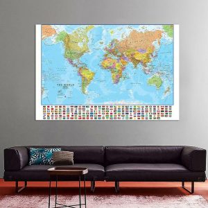 Flags, Banners & Accessories | The World Political Map With National Flags Canvas Painting Wall Art Poster School Supplies Living Room Decor Geography Flags, Banners & Accessories Flags, Banners & Accessories