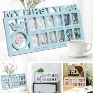 Frame | Display Frame Eye-Catching Meaningful Exquisite Convenient Baby First Year Keepsake Home Decor Frame blue