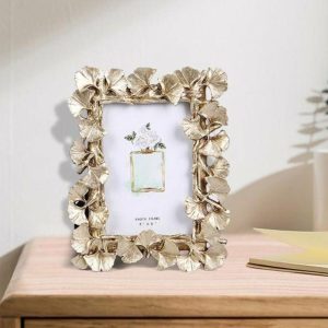 Frame | Keepsake Frame Dust-Proof Wear-Resistant Resin Special Golden Ginkgo Leaves Photo Holder Household Supplies Frame Frame