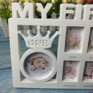 Frame | My First Year Baby Keepsake Frame 0-12 Months Pictures Photo Frame Souvenirs Kids Growing Memory Gift Frame blue