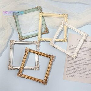 Frame | Photo Frame Nordic Style Embossment – Handmade Photo Backdrop Resin Ins Retro Mini Picture Display Stand Photography Prop Frame beige