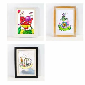 Frame | Wooden Photo Frame Table Oil Painting Storage Box Kids Art Frames Children Flip Diy Photo Frame Frame black