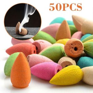 Incense & Incense Burners | 50Pcs Incense Smoke Cones Cones Bullet Buddhism Backflow Tower Burner Holder Incense & Incense Burners Incense & Incense Burners