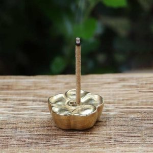 Incense & Incense Burners | Copper Mini Incense Holder 3-Hole Flower Shape Incense Base Teahouse Sandalwood Incense Burner Home Decor Incense & Incense Burners golden