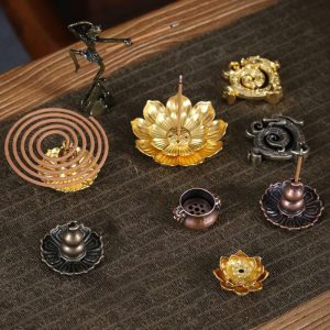 Incense & Incense Burners | Incense Burner Coil Holder Plate Burner Lotus Rack Catcher Plate Incense Decor Incense & Incense Burners bronze