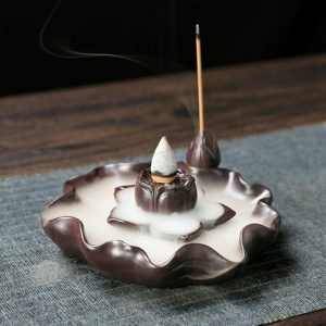 Incense & Incense Burners | Lotus Leaf Shape Relaxing Antique Waterfall Incense Burner Healing Fragrance Backflow Censer Holder For Living Room Incense & Incense Burners Incense & Incense Burners