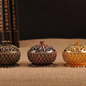 Incense & Incense Burners | Lotus Shape Zinc-Copper Sandalwood Censer Alloy Incense Burner Mini Home Decor Incense & Incense Burners golden