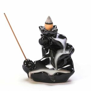 Incense & Incense Burners | Mini Chinese Style Incense Holder Mountain Stream Ceramic Incense Burner Censer Incense & Incense Burners black