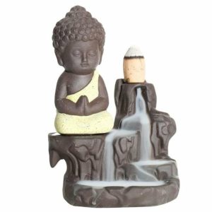 Incense & Incense Burners | Monk Ceramic Buddha Home Teahouse Incense Backflow Burner Cones Table Decor Incense & Incense Burners blue