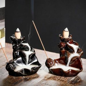 Incense & Incense Burners | Newest Mini Chinese Style Incense Holder Mountain Stream Ceramic Burner Censer Incense & Incense Burners black