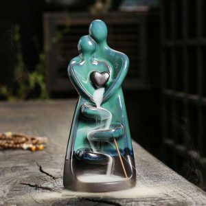 Incense & Incense Burners | Waterfall Incense Burner Couple Hug Love Statue Model Ceramics Ornament Creative Air Freshener Handicraft Incense Cone Holder For Living Room Incense & Incense Burners blue