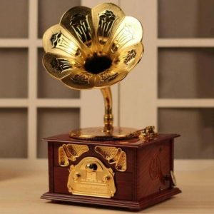 Music Boxes | Antique Classical Retro Gramophone Music Box Home Decoration Creative Gift Music Boxes brown