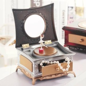 Music Boxes | Attractive Cosmetic Container With Makeup Mirror Durable Keep Tidy Music Boxes Music Boxes