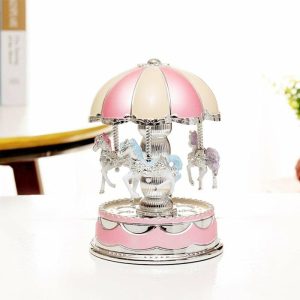 Music Boxes | Carousel Music Box Toy For Birthday Anniversary Valentine Gifts Pink 10.2X15.5Cm Music Boxes Music Boxes