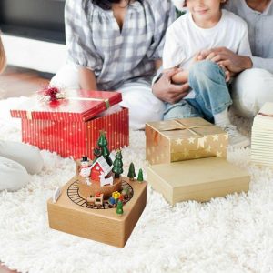 Music Boxes | Christmas Train Musical Box Playing Melody ”Merry Christmas” Handmade For Children Family Wife Music Boxes as the picture