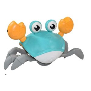 Music Boxes | Electric Induction Cute Crab Toy Simulation Crab Crawling With Light Music Electric Walking Animal Toy For Kids Music Boxes blue