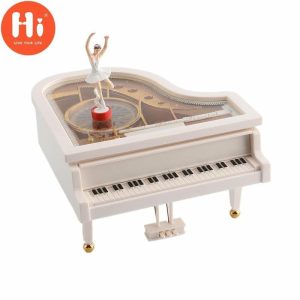 Music Boxes | Hi Large Piano-Shaped Music Box Clockwork With Rotatable Plastic Dancing Girl Music Boxes as the picture