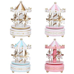 Music Boxes | Merry-Go-Round Music Boxes Wooden Horse Roundabout Carousel Musical Box Plastic Christmas Gift Horse Carousel Box Home Music Boxes Music Boxes