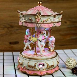 Music Boxes | Romantic Craft Birthday Valentine’s Day Swivel Wedding Resin Luxury Carousel Music Box Led Light Toys Home Clockwork Music Boxes blue