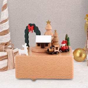 Music Boxes | Rotating Music Box Creative Christmas Themed Ornament For Birthday Desktop Music Boxes as the picture