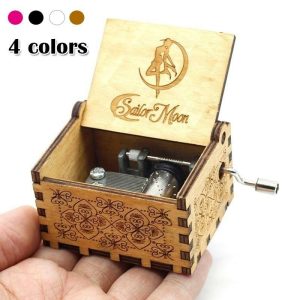 Music Boxes | Sailor Moon Cosplay Prop Antique Carved Wooden Hand Crank Music Box Anime Christmas Birthday Gift Music Boxes black