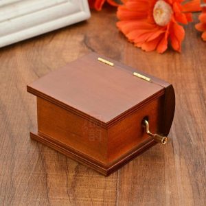 Music Boxes | Wooden Hand-Operated Book Shape Music Boxes Creative Home Decoration Birthday Gift Music Box Music Boxes brown