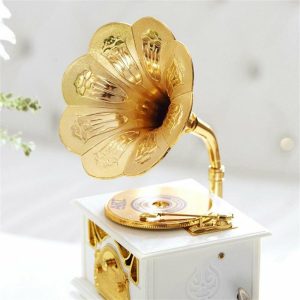 Music Boxes | Wooden Retro Nostalgic Phonograph Music Box Antique Classical Retro Gramophone Music Box Home Decoration Creative Gift Music Boxes Music Boxes