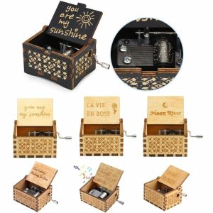 Music Boxes | You Are My Sunshine Over The Rainbow Happy Birthday Falling In Love Wooden Music Box Birthday Christmas Gift Music Box Gift For Girlfriend, Mum Music Boxes as the picture