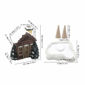 Incense & Incense Burners | Log Cabin Incense Burner Resin Christmas Snowy Winter Incense Cone Burner With Xmas Tree Holiday Incense & Incense Burners Incense & Incense Burners