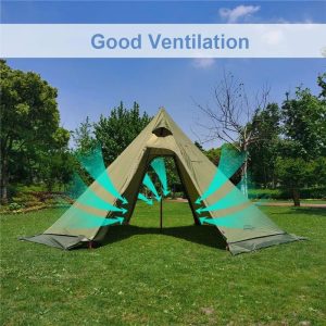 Curtain Decorative Accessories | 10.5′ X 5.2′ Camping Tent With Stove Jack Outdoor Teepee Tent For Family Camping Backpacking Hiking Curtain Decorative Accessories army green