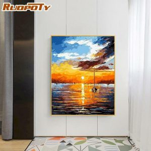 Curtain Decorative Accessories | Ruopoty Sea Scenery Diy Painting By Numbers Acrylic Paint Wall Art Picture On Canvas Painting For Wall Decoration 40X50Cm Curtain Decorative Accessories as the picture