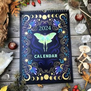 Flags, Banners & Accessories | 2024 Dark Forest Wall Calendar Animal Plant Moon Twin-Wire Binding Thick Coated Paper Indoor Decoration Hanging Calendar Home Office Supplies Flags, Banners & Accessories Flags, Banners & Accessories