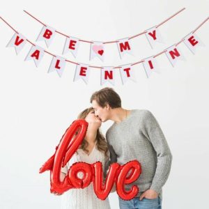 Flags, Banners & Accessories | 1 Set Happy Valentine’s Day Banner Romantic Red Pink Love Heart Glitter Letter Foldable Festival Indoor Wall Hanging Flag Bunting Garland Decoration Flags, Banners & Accessories Flags, Banners & Accessories