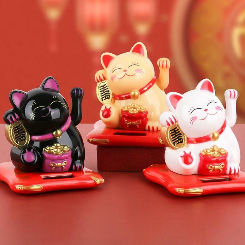 Figurines & Miniatures | Solar Lucky Cat Welcome Lucky Chinese Cat Wave And Embrace Lucky Cat Pattern For Home Decoration Figurines & Miniatures Figurines & Miniatures